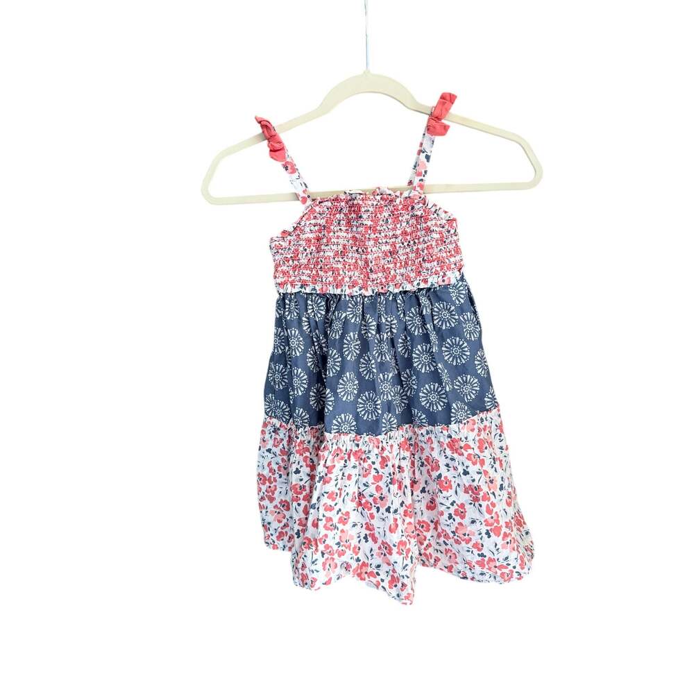 Tommy bahama girls size 7 sundress red white and blue dress tiered smocked